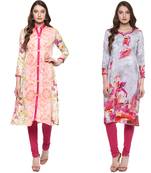 multicoloured  combo of crepe floral print kurtis