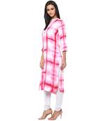 pink rayon straight  tie& die  kurti