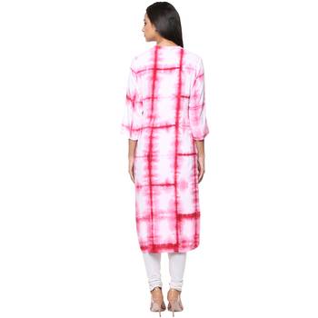 pink rayon straight  tie& die  kurti 2