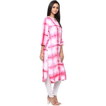pink rayon straight  tie& die  kurti 3