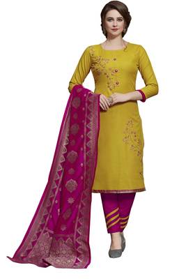 Yellow Embroidered Cotton Salwar 1