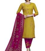 Yellow Embroidered Cotton Salwar