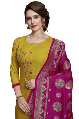 Yellow Embroidered Cotton Salwar 5
