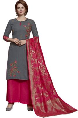 Grey embroidered cotton salwar 1