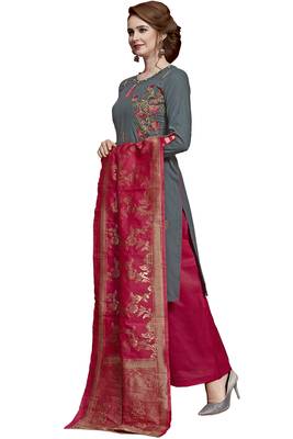 Grey embroidered cotton salwar 2