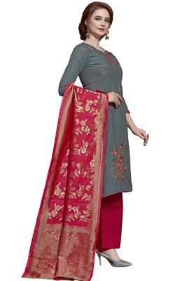 Grey embroidered cotton salwar 3