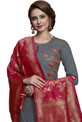 Grey embroidered cotton salwar 5