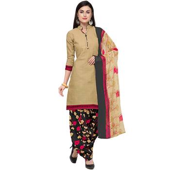 Beige Geometric Print Blended Cotton Salwar 1
