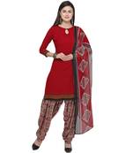 Red Abstract Print Blended Cotton Salwar