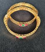 Multi Green Maroon Stone Golden Bangles