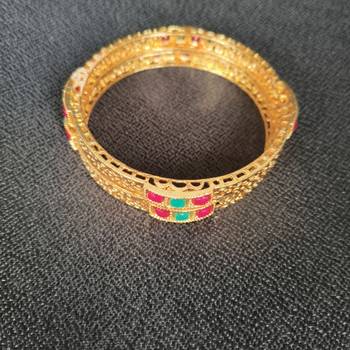 Multi Green Maroon Stone Golden Bangles 2