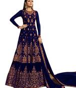 Blue Embroidered Georgette Salwar