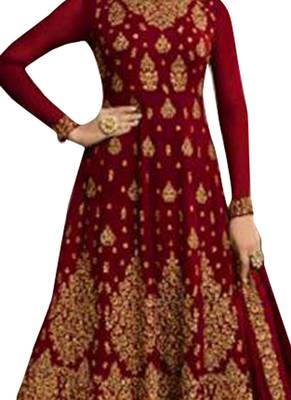 Maroon Embroidered Georgette Salwar 2