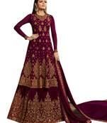 Purple Embroidered Georgette Salwar