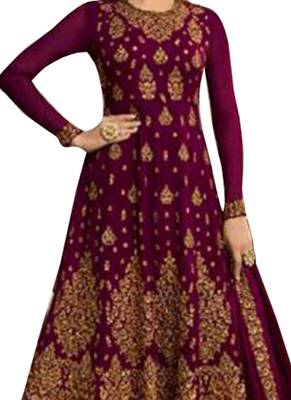 Purple Embroidered Georgette Salwar 2