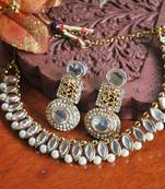 Beautiful hand crafted earrings with kundan necklace set