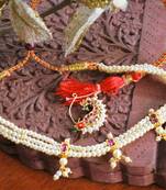 White pearl Maharastrian choker necklace with nath nose ring