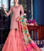 Mauve embroidered silk salwar