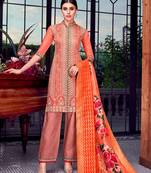 Peach embroidered silk salwar