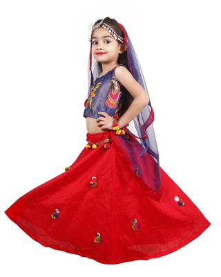 Multicolor plain cotton silk stitched lehenga 1