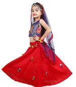 Multicolor plain cotton silk stitched lehenga