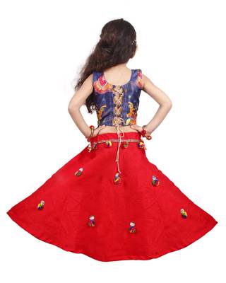 Multicolor plain cotton silk stitched lehenga 2