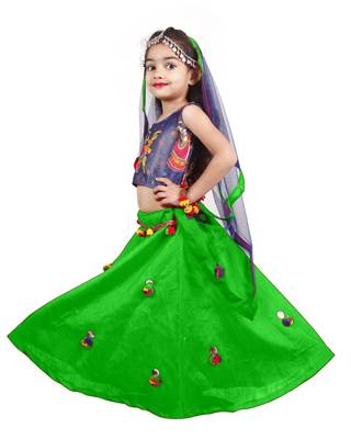 Multicolor plain cotton silk stitched lehenga 1