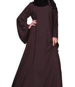Justkartit Women'S Party Wear Nida Plain Abaya Burka With Hijab Scarf 