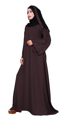 Justkartit Women'S Party Wear Nida Plain Abaya Burka With Hijab Scarf  2