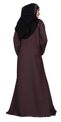 Justkartit Women'S Party Wear Nida Plain Abaya Burka With Hijab Scarf  3