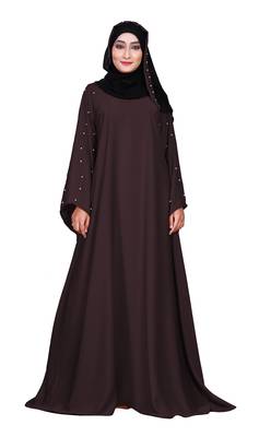 Justkartit Women'S Party Wear Nida Plain Abaya Burka With Hijab Scarf  4