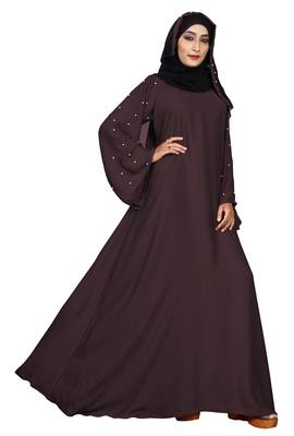 Justkartit Women'S Party Wear Nida Plain Abaya Burka With Hijab Scarf  5
