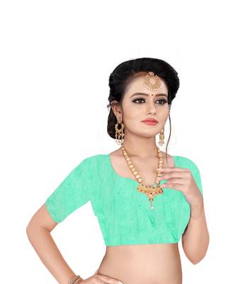 golden plain silk blend saree with blouse 4