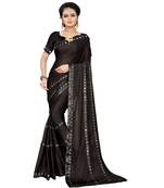 black plain silk blend saree with blouse