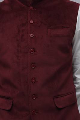 Maroon plain velvet nehru-jacket 5