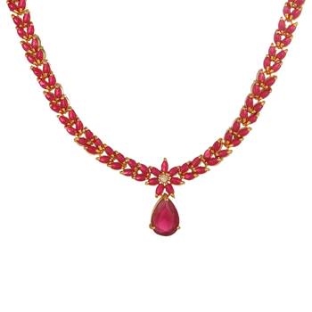 Party Wear Cubic Zirconia Traditional Necklace Set For Women & Girls 3