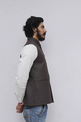 Brown plain cotton nehru-jacket 2