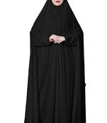Justkartit Women'S Hosiery Plain Black Color Arabic Style Chaderi Burkha