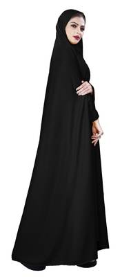 Justkartit Women'S Hosiery Plain Black Color Arabic Style Chaderi Burkha 2