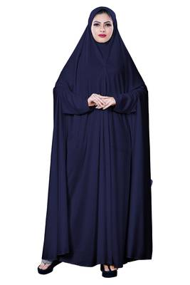 Justkartit Women'S Hosiery Plain Navy Blue Color Arabic Style Chaderi Burkha 1