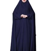 Justkartit Women'S Hosiery Plain Navy Blue Color Arabic Style Chaderi Burkha