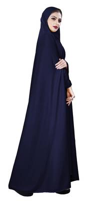 Justkartit Women'S Hosiery Plain Navy Blue Color Arabic Style Chaderi Burkha 2