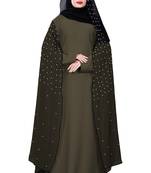 Justkartit Ivory Color Occasional Wear Women'S Nida + Chiffon Abaya Burka With Hijab Scarf 