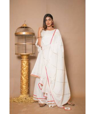 Off White plain Cotton stitched kurta sets 1