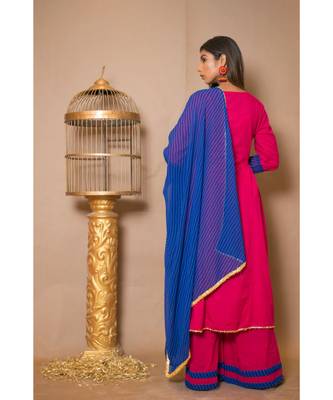Pink plain Cotton stitched kurta sets 2