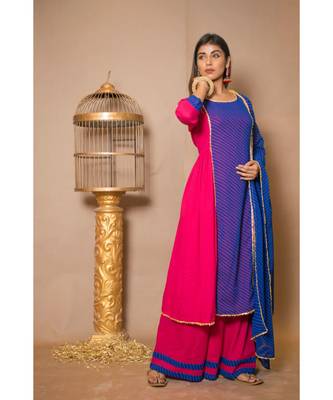 Pink plain Cotton stitched kurta sets 3