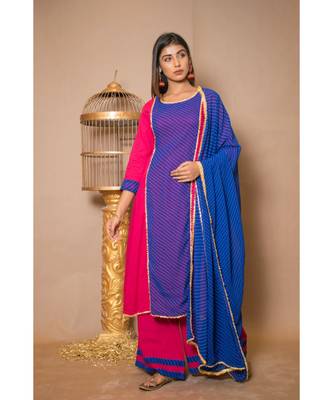 Pink plain Cotton stitched kurta sets 4