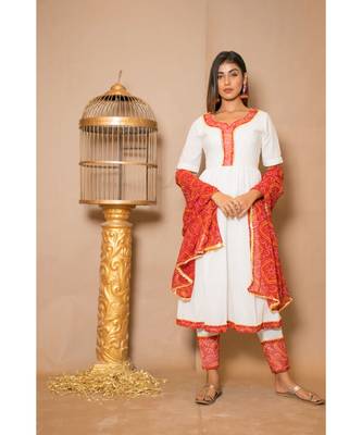 White plain Cotton stitched kurta sets 1