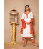White plain Cotton stitched kurta sets