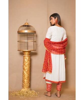 White plain Cotton stitched kurta sets 2